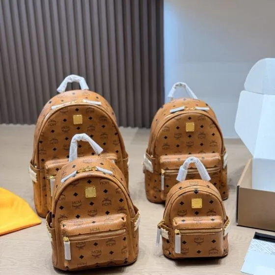 MCM Stark Cognac Visetos 38cm backpack Top Quality Replica