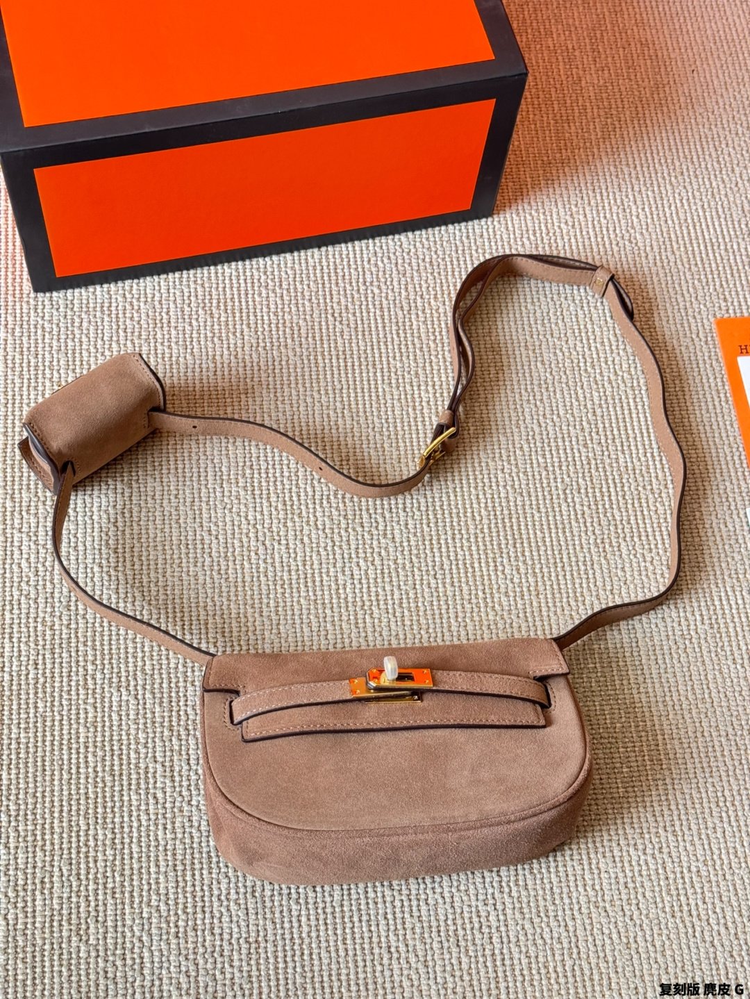 Hermes Mini Della Cavalleria Taupe Suede crossbody everyday