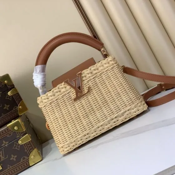 Louis Vuitton Capucines Natural wicker and tan shoulder 1 1 Replica