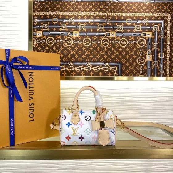 Louis Vuitton Nano Speedy White Multicolor Monogram nano crossbody Top Quality Replica