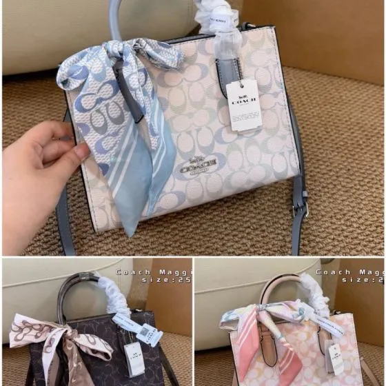 Coach Maggie Pastel blue monogram 25x19cm tote Top Quality Replica
