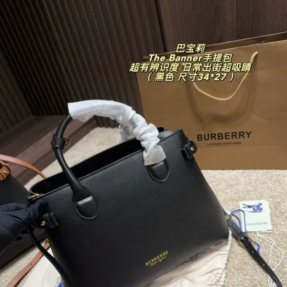 Burberry The Banner Black 34 27cm tote AAA Quality Replica