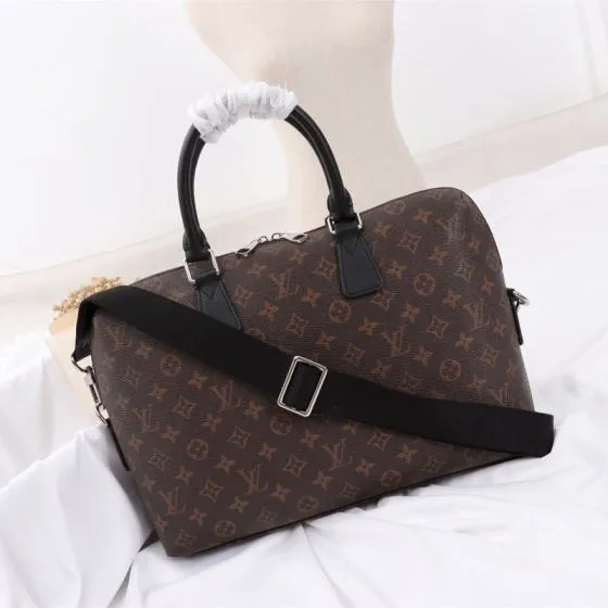 Louis Vuitton Monogram with Black leather trim 37x28x6cm work Premium Replica