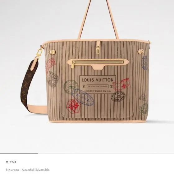 Louis Vuitton Neverfull Bandouli re Inside Out GM Beige striped canvas GM tote 1 1 Replica