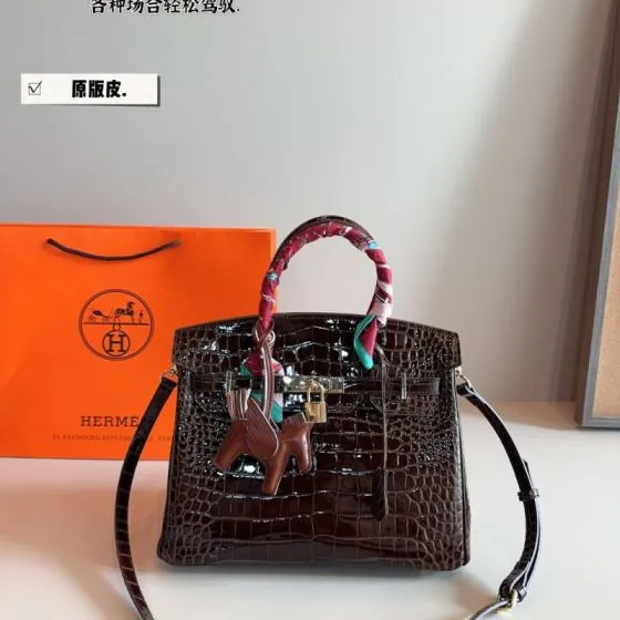 Hermes Birkin Dark Brown Crocodile 30cm tote