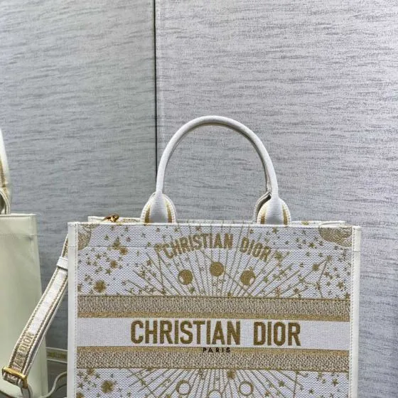 Dior Book Tote White and gold embroidery — 1:1 Replica