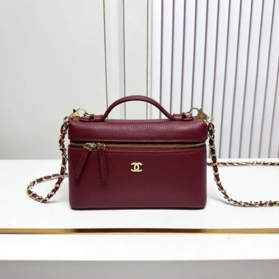 Chanel Vanity Case Burgundy crossbody 1 1 Replica