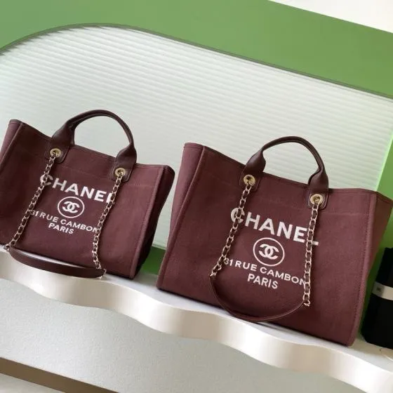 Chanel Deauville Tote Burgundy Top Quality Replica
