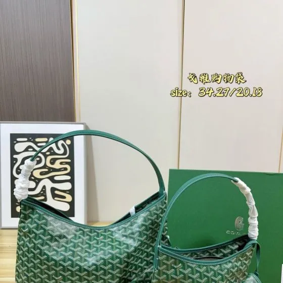 Goyard Boheme Hobo Green Canvas 34x27x20cm shoulder Top Quality Replica