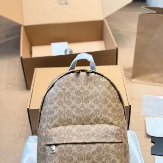 Coach Khaki Signature Coated Canvas 25x30x12cm backpack Premium Replica