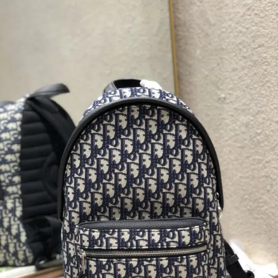 Dior Oblique backpack Blue Oblique everyday AAA Quality Replica