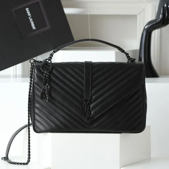 Saint Laurent College Black 24x20x8 5cm shoulder — Premium Replica