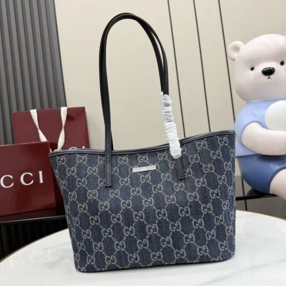 Gucci Blue GG denim tote 1 1 Replica
