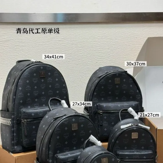 MCM Stark Black Visetos 18x21cm backpack 1 1 Replica