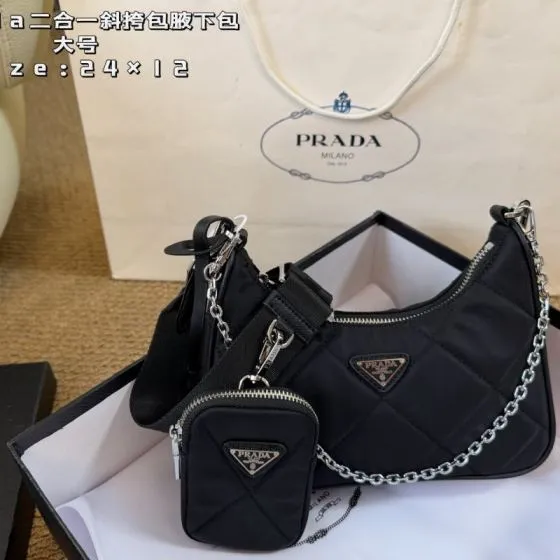 Prada Re-Edition 2005 Nylon black large 24x12cm crossbody AAA Quality Replica
