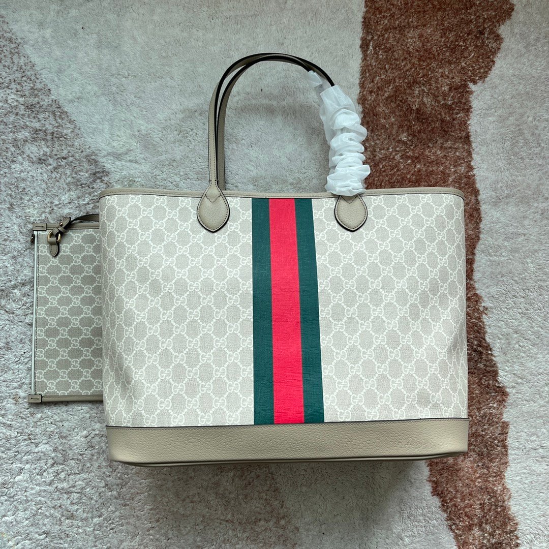 Gucci Beige GG Supreme with green and red Web tote everyday