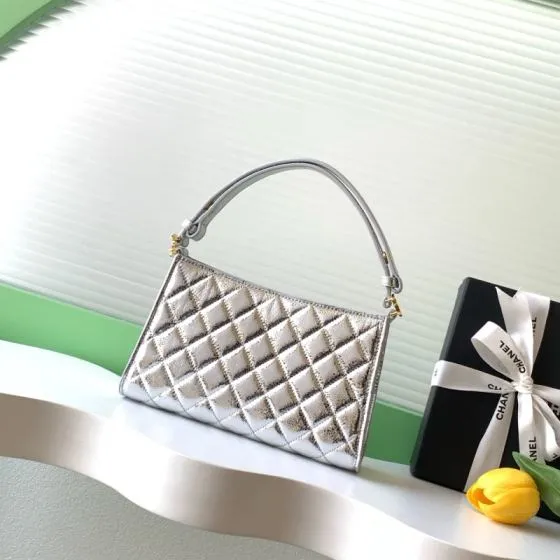 Chanel Silver metallic shoulder Premium Replica