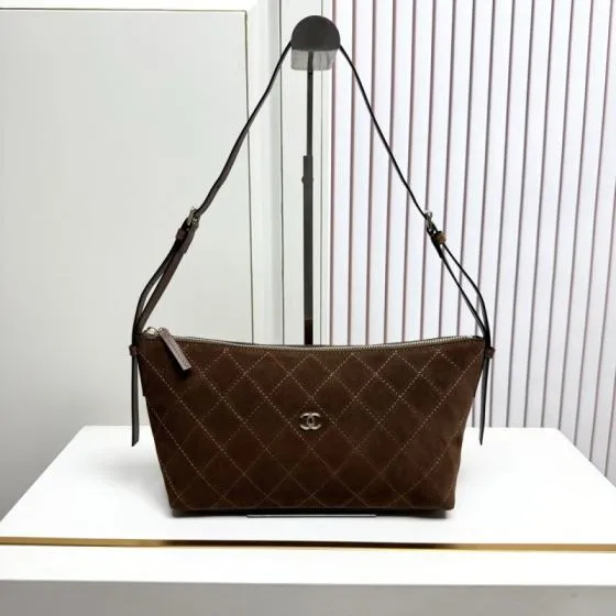 Chanel Brown suede shoulder Top Quality Replica