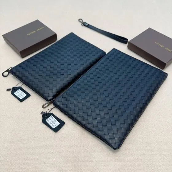 Bottega Veneta Intrecciato woven dark blue leather 30 20 1cm clutch Top Quality Replica