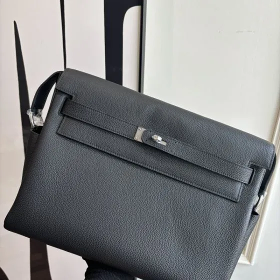 Hermes Kelly Messenger Black 32cm AAA Quality Replica