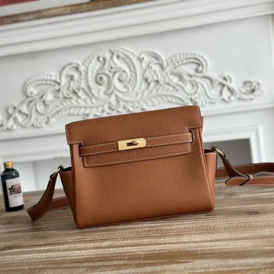 Hermes Kelly Messenger Brown Togo crossbody AAA Quality Replica