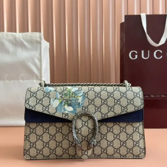 Gucci Dionysus 400249 GG Supreme Monogram with blue floral print 28 18 9cm shoulder 1 1 Replica