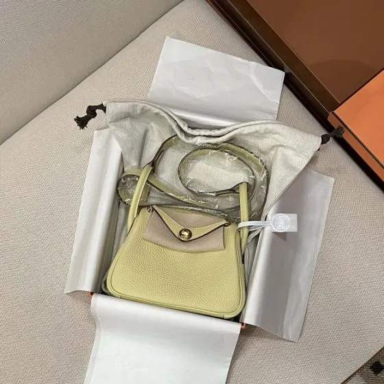 Hermes Lindy Pale Yellow mini crossbody AAA Quality Replica
