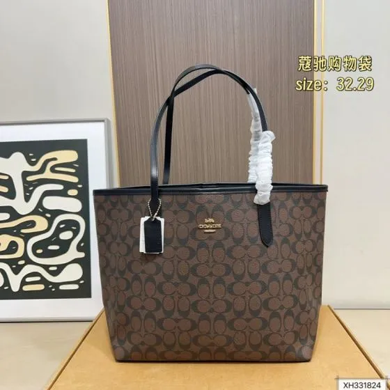 Coach City Tote Signature Canvas Black Brown 32x29cm tote 1 1 Replica