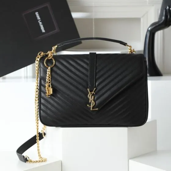 Saint Laurent College Black 24x20x8 5cm shoulder — 1:1 Replica