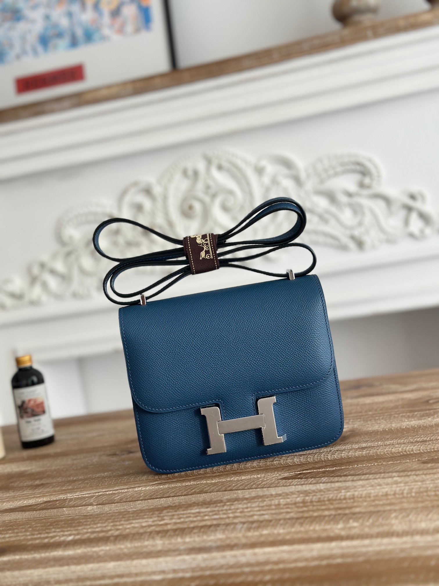 Hermes Constance Blue crossbody everyday