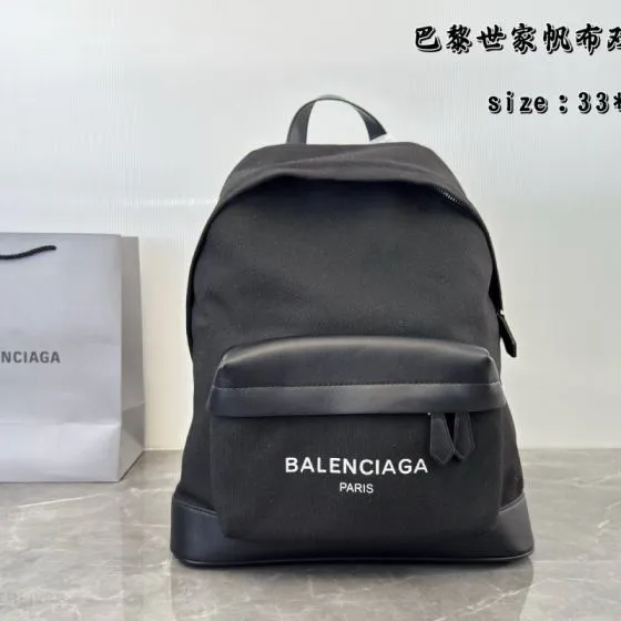 Balenciaga Black canvas with black leather trim 33 40cm backpack 1 1 Replica