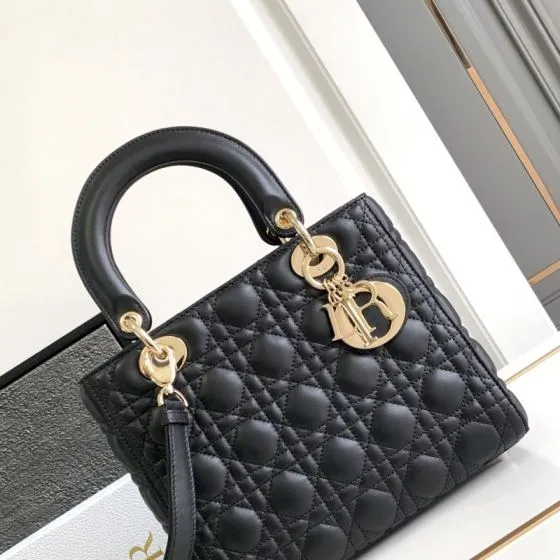 Dior Lady Black shoulder Top Quality Replica