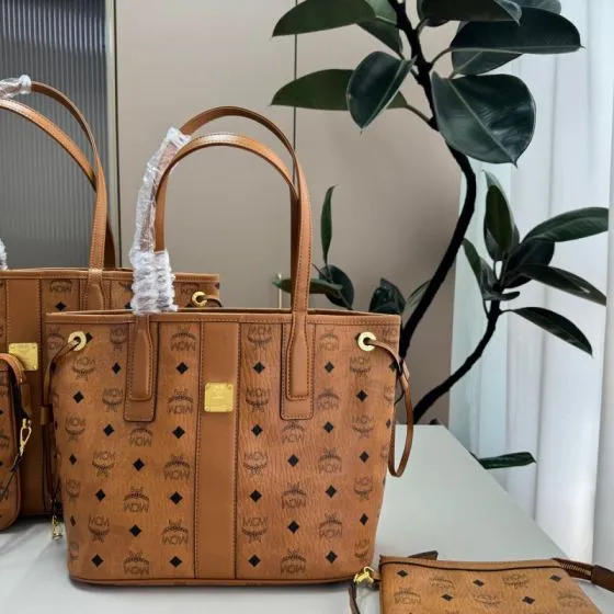 MCM Toni Cognac Visetos 29x24x12cm tote bag 1 1 Replica