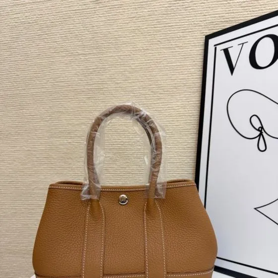 Hermes Garden Party Gold brown leather 23cm tote — AAA Quality Replica