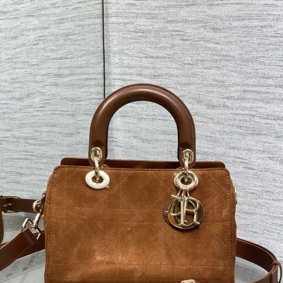 Dior Lady Brown suede crossbody AAA Quality Replica