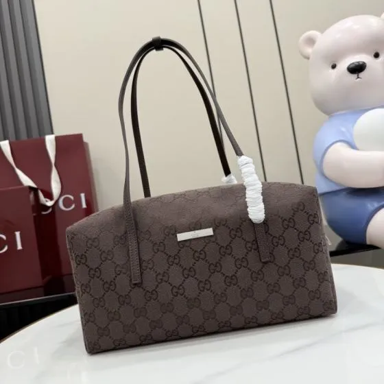 Gucci Brown GG canvas tote 1 1 Replica