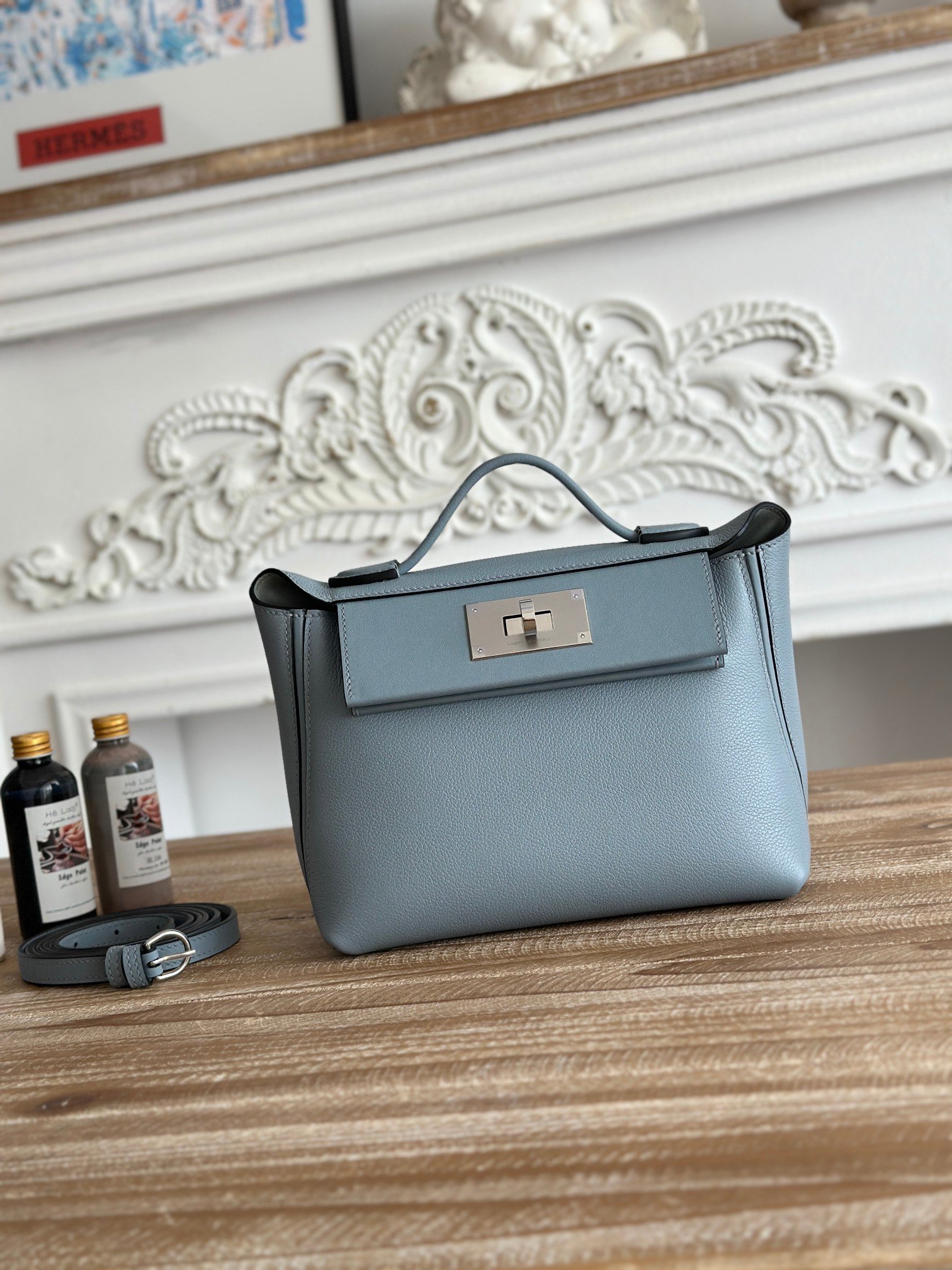 Hermes 2424 Blue Grey mini shoulder everyday