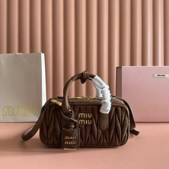 Miu Miu Arcadie Brown Matelass Suede 18x10cm crossbody bag Premium Replica