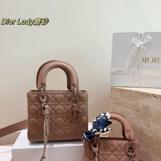 Dior Lady Dusty pink medium top handle Top Quality Replica