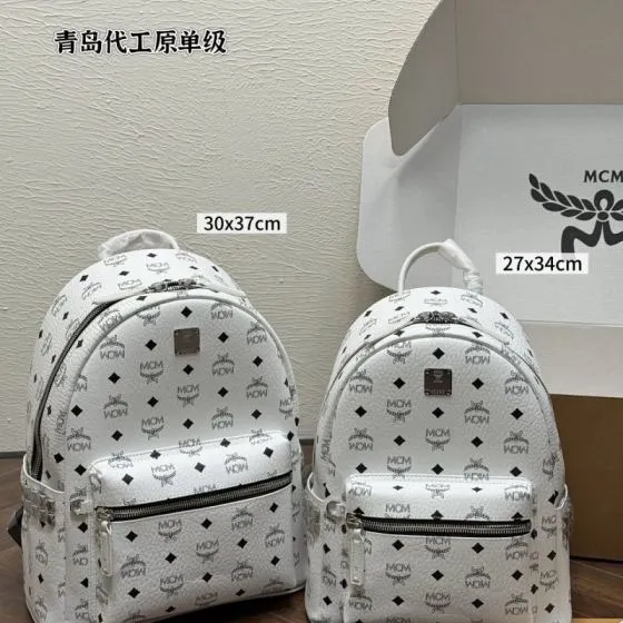 MCM Stark White Visetos 30x37cm 27x34cm backpack AAA Quality Replica