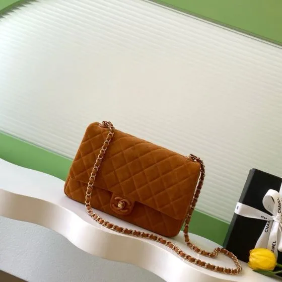 Chanel Classic Flap Brown suede shoulder AAA Quality Replica