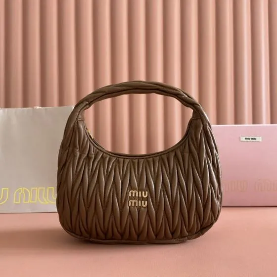 Miu Miu Wander Matelass Hobo Brown Matelass Leather 29x24x10cm shoulder 1 1 Replica