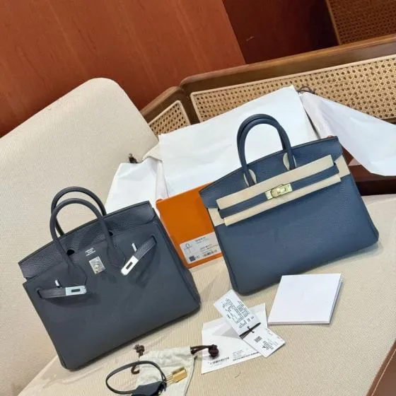 Hermes Birkin 25 Blue-grey 25 handbag — Top Quality Replica