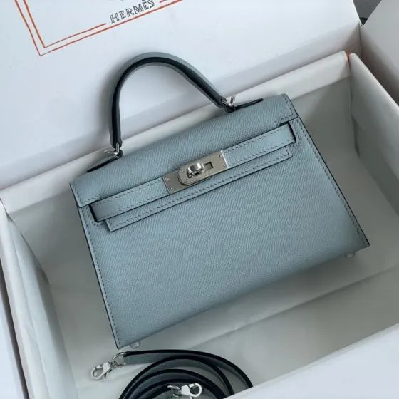 Hermes Kelly Light Blue mini crossbody Premium Replica