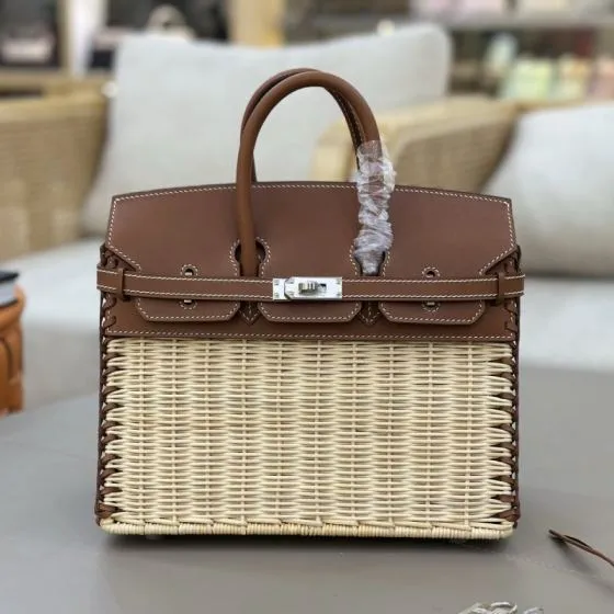 Hermes Birkin Picnic Brown and Natural Woven tote — Top Quality Replica