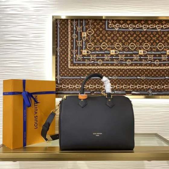 Louis Vuitton Speedy Soft 30 Black leather 30 shoulder Top Quality Replica
