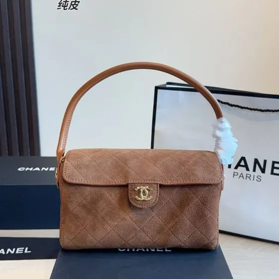 Chanel Beige suede 24x11x14cm shoulder 1 1 Replica