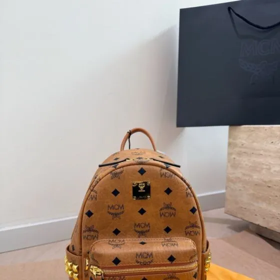 MCM Stark Cognac Visetos 21 27cm backpack Premium Replica