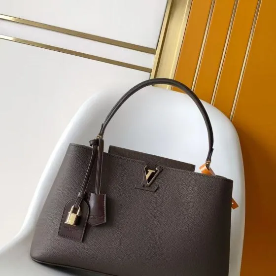 Louis Vuitton Capucines Souple Black Brown Taurillon leather 38x23x16cm work 1 1 Replica