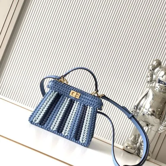 Fendi Peekaboo Blue 33x22x14cm shoulder bag Premium Replica